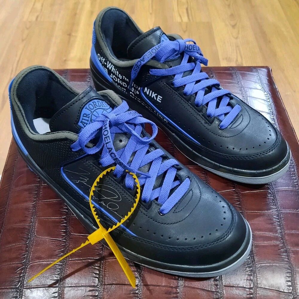 Off-White x Air Jordan 2 Retro SP Low Blue Black Varsity Royal DJ4375-004 Sz 9.5